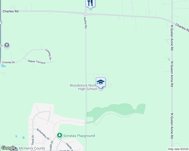 map of restaurants, bars, coffee shops, grocery stores, and more near 3000 Raffel Road in Woodstock