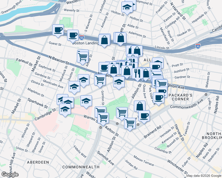 map of restaurants, bars, coffee shops, grocery stores, and more near 4 Imrie Road in Boston