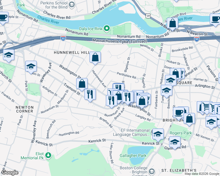 map of restaurants, bars, coffee shops, grocery stores, and more near 14-16 Champney Street in Boston