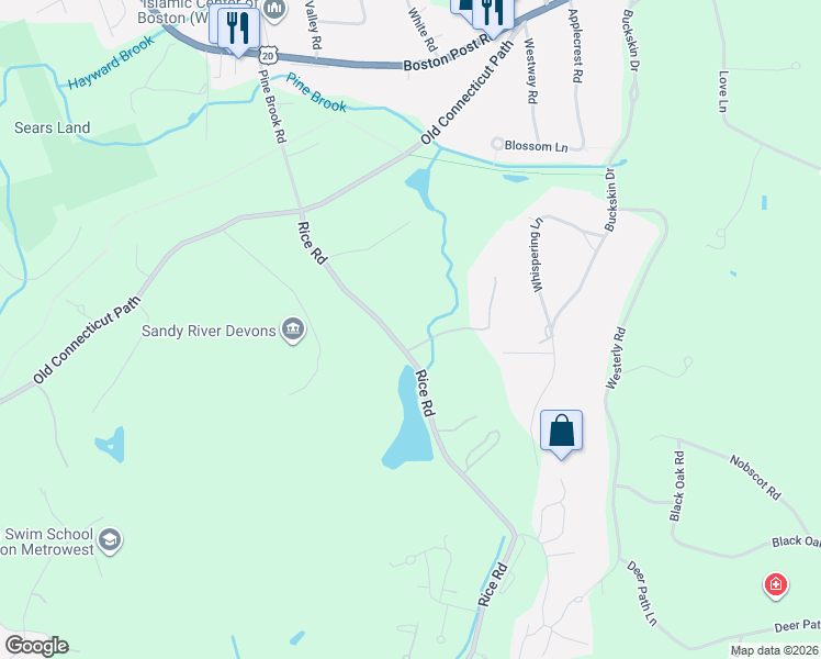 map of restaurants, bars, coffee shops, grocery stores, and more near 229 Rice Road in Wayland