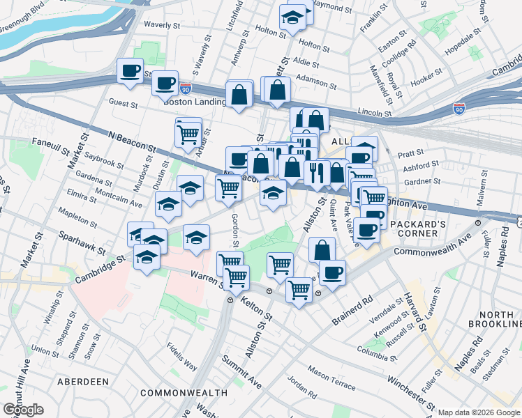 map of restaurants, bars, coffee shops, grocery stores, and more near 4 Imrie Road in Boston