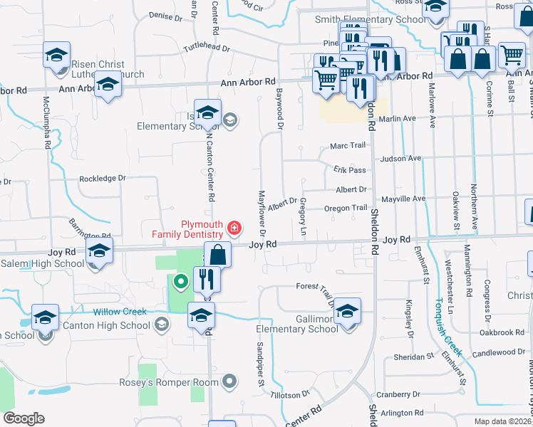 map of restaurants, bars, coffee shops, grocery stores, and more near 8914 Mayflower Drive in Plymouth