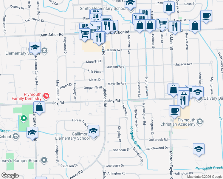 map of restaurants, bars, coffee shops, grocery stores, and more near 8877 Brookline Avenue in Plymouth