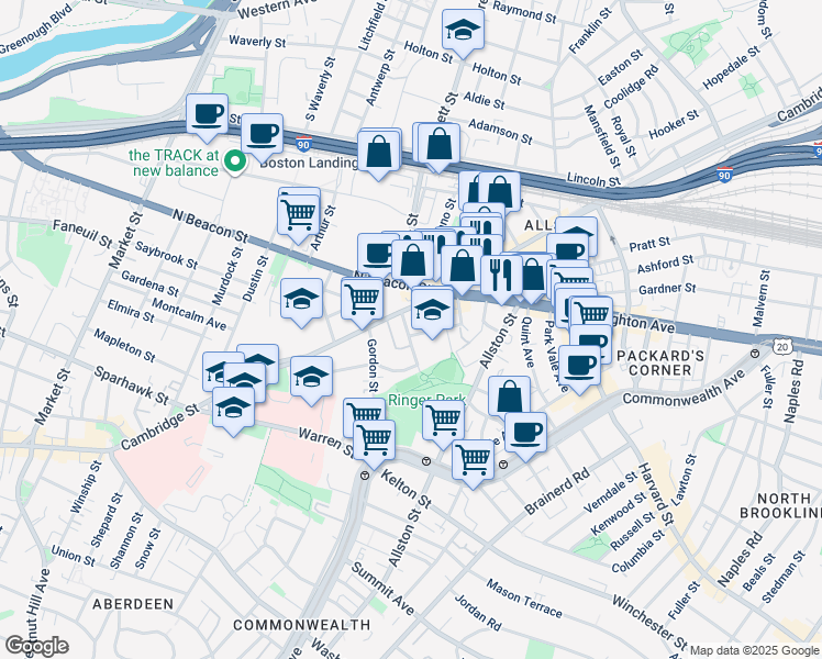 map of restaurants, bars, coffee shops, grocery stores, and more near 4 Imrie Road in Boston