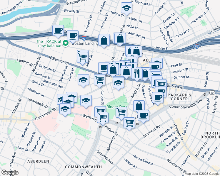 map of restaurants, bars, coffee shops, grocery stores, and more near 4 Imrie Road in Boston