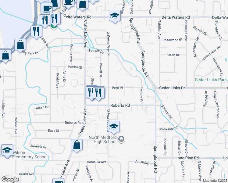 map of restaurants, bars, coffee shops, grocery stores, and more near 2313 Coventry Circle in Medford