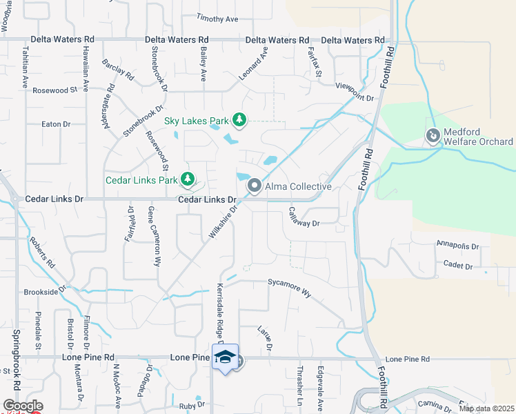 map of restaurants, bars, coffee shops, grocery stores, and more near 3235 Fallen Oak Drive in Medford
