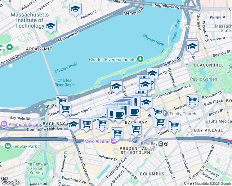 map of restaurants, bars, coffee shops, grocery stores, and more near 319 Public Alley 417 in Boston