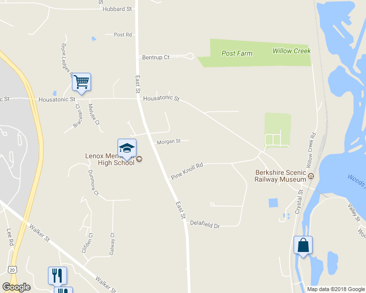 map of restaurants, bars, coffee shops, grocery stores, and more near 24 Morgan Street in Lenox