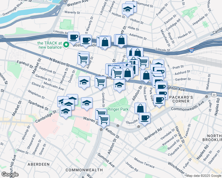 map of restaurants, bars, coffee shops, grocery stores, and more near 4 Imrie Road in Boston