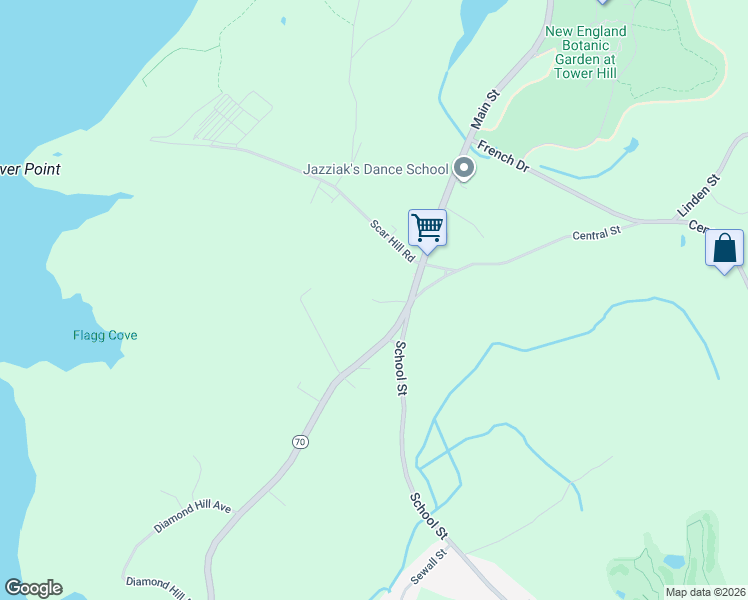 map of restaurants, bars, coffee shops, grocery stores, and more near 18 Cottonwood Place in Boylston