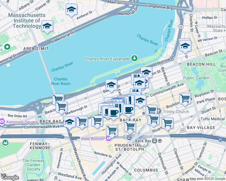 map of restaurants, bars, coffee shops, grocery stores, and more near 319 Public Alley 417 in Boston