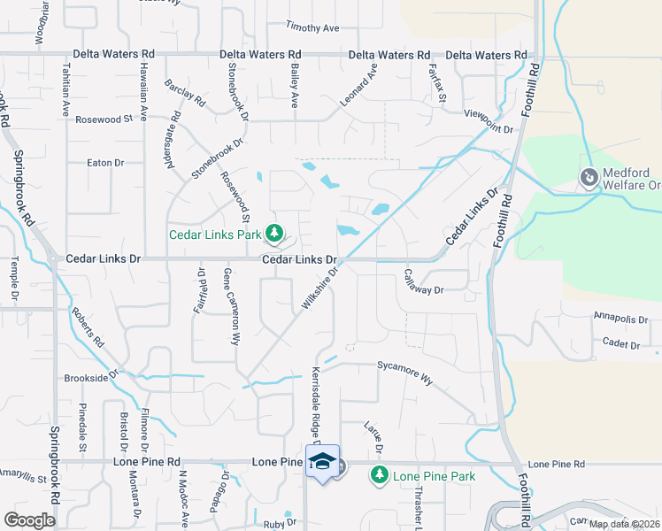 map of restaurants, bars, coffee shops, grocery stores, and more near 2991 Wilkshire Drive in Medford