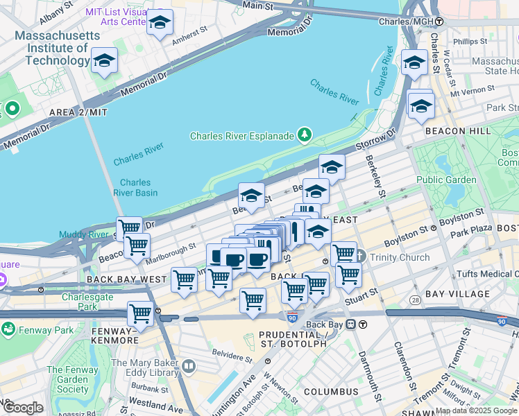 map of restaurants, bars, coffee shops, grocery stores, and more near 319 Public Alley 417 in Boston