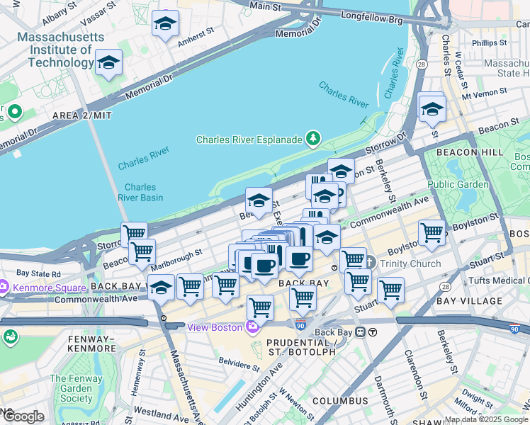 map of restaurants, bars, coffee shops, grocery stores, and more near 319 Public Alley 417 in Boston