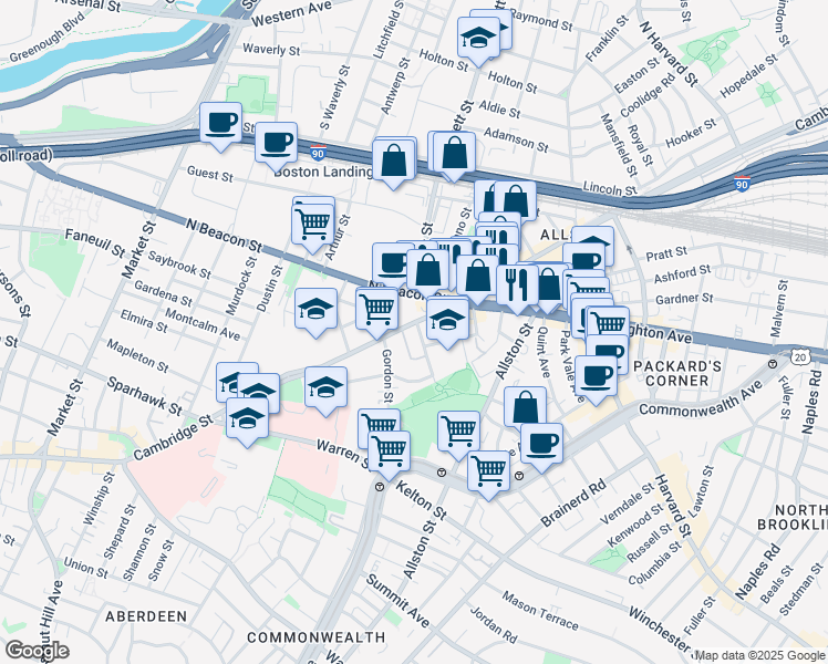 map of restaurants, bars, coffee shops, grocery stores, and more near 4 Imrie Road in Boston