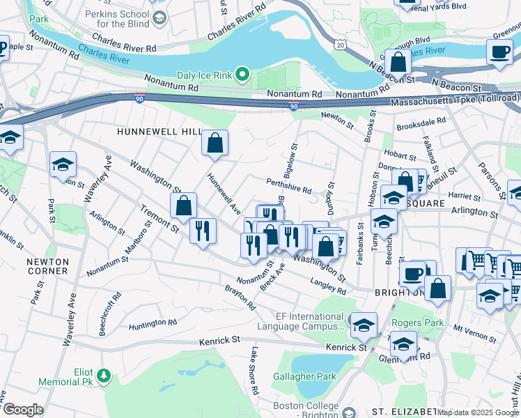 map of restaurants, bars, coffee shops, grocery stores, and more near 14-16 Champney Street in Boston