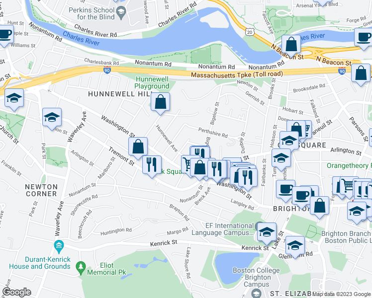map of restaurants, bars, coffee shops, grocery stores, and more near 14-16 Champney Street in Boston
