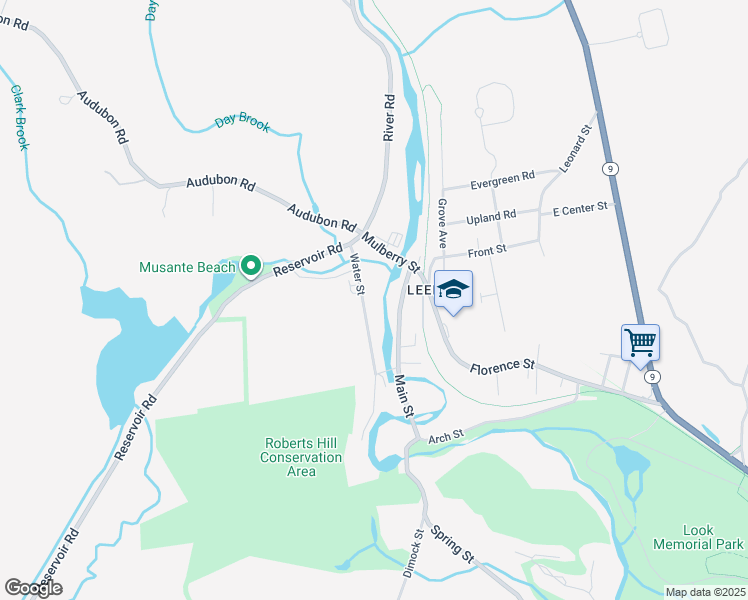 map of restaurants, bars, coffee shops, grocery stores, and more near 32 Water Street in Northampton