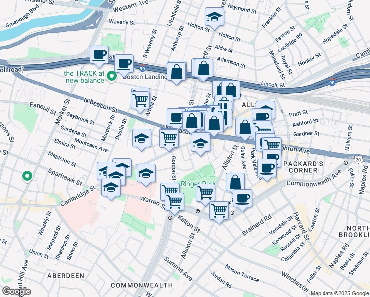 map of restaurants, bars, coffee shops, grocery stores, and more near 4 Imrie Road in Boston