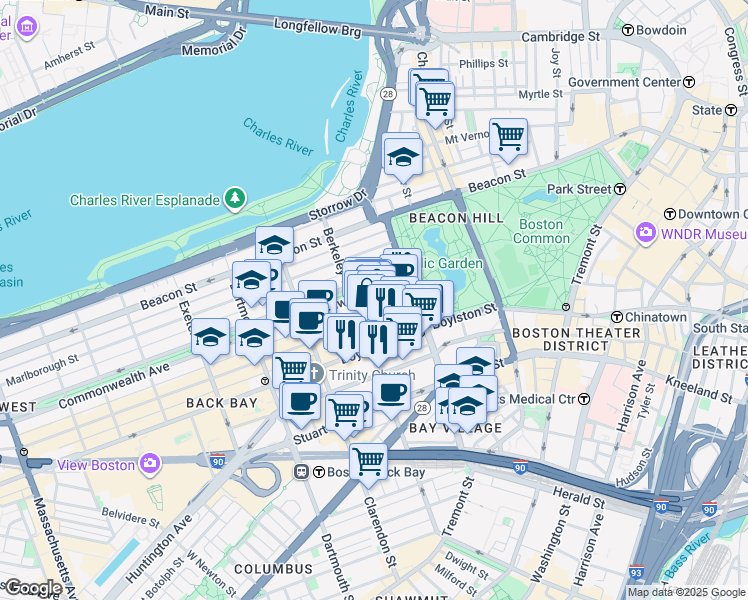 map of restaurants, bars, coffee shops, grocery stores, and more near 33 Public Alley 437 in Boston