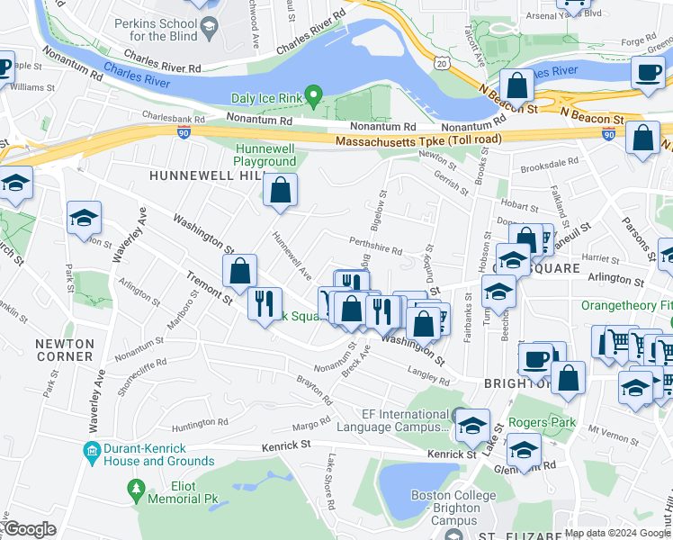 map of restaurants, bars, coffee shops, grocery stores, and more near 14-16 Champney Street in Boston