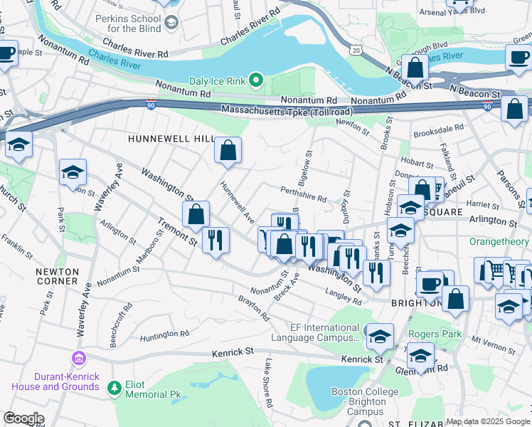 map of restaurants, bars, coffee shops, grocery stores, and more near 14-16 Champney Street in Boston