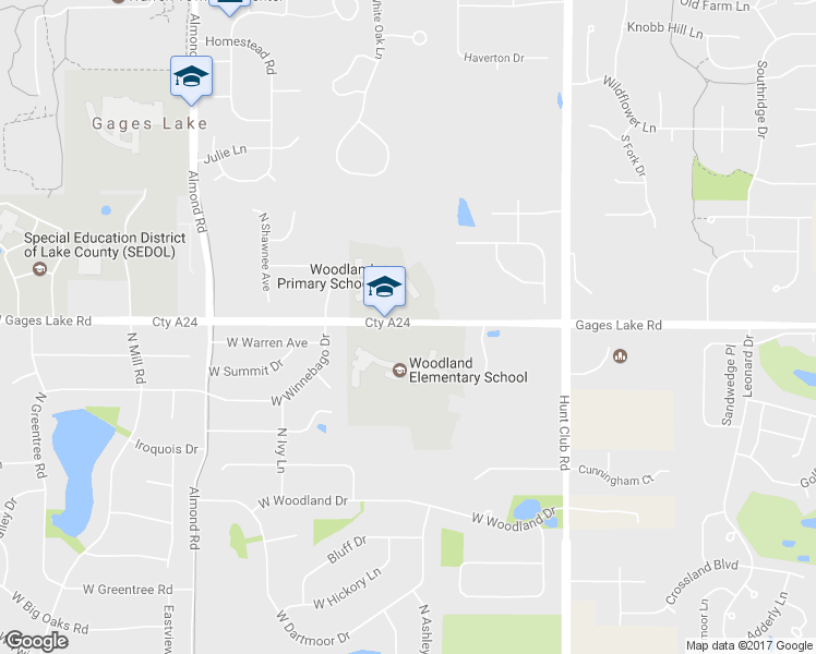 map of restaurants, bars, coffee shops, grocery stores, and more near 17371 West Gages Lake Road in Grayslake