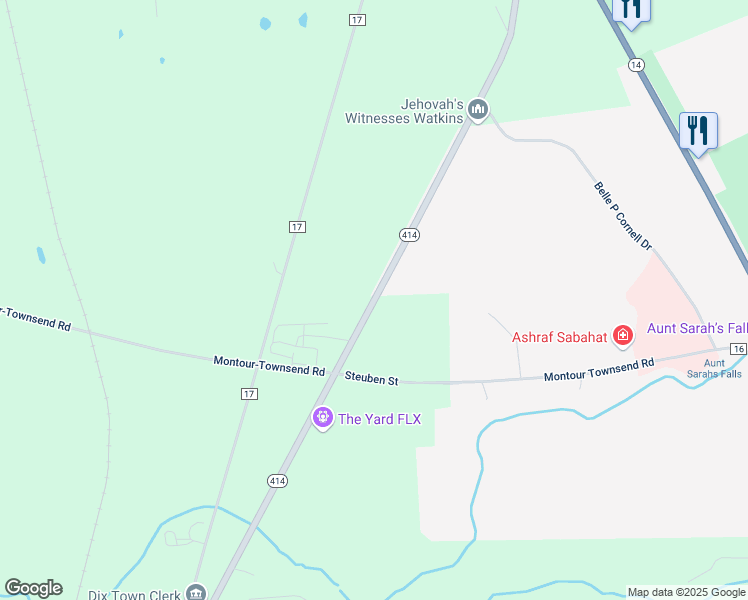 map of restaurants, bars, coffee shops, grocery stores, and more near 2492 New York 414 in Montour Falls