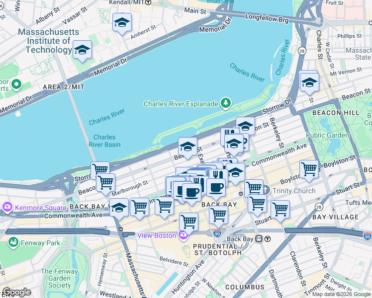 map of restaurants, bars, coffee shops, grocery stores, and more near 319 Public Alley 417 in Boston