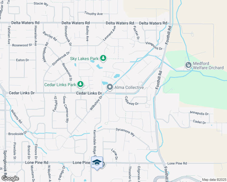 map of restaurants, bars, coffee shops, grocery stores, and more near 3235 Fallen Oak Drive in Medford