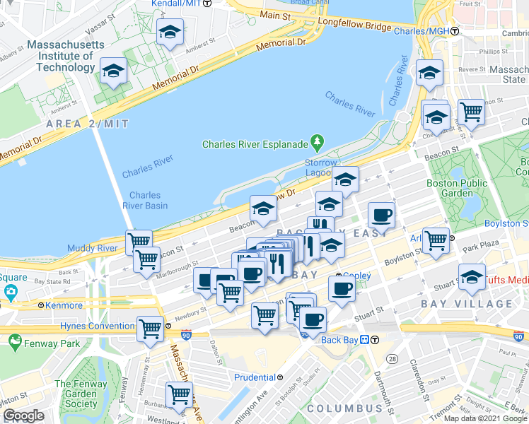 map of restaurants, bars, coffee shops, grocery stores, and more near 319 Public Alley 417 in Boston
