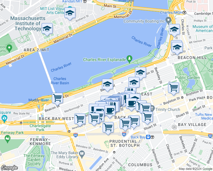 map of restaurants, bars, coffee shops, grocery stores, and more near 319 Public Alley 417 in Boston