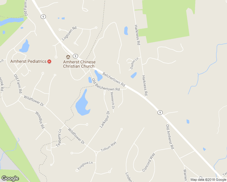 map of restaurants, bars, coffee shops, grocery stores, and more near 9 Research Drive in Amherst