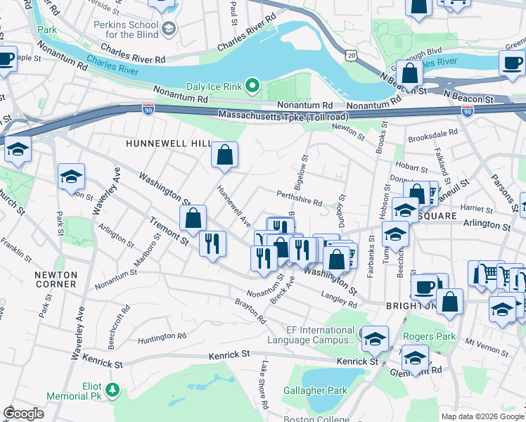 map of restaurants, bars, coffee shops, grocery stores, and more near 14-16 Champney Street in Boston