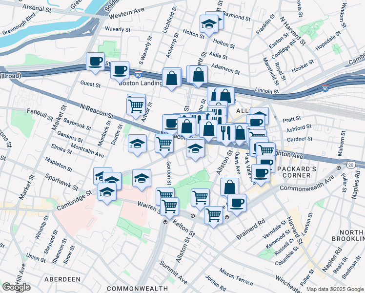 map of restaurants, bars, coffee shops, grocery stores, and more near 4 Imrie Road in Boston