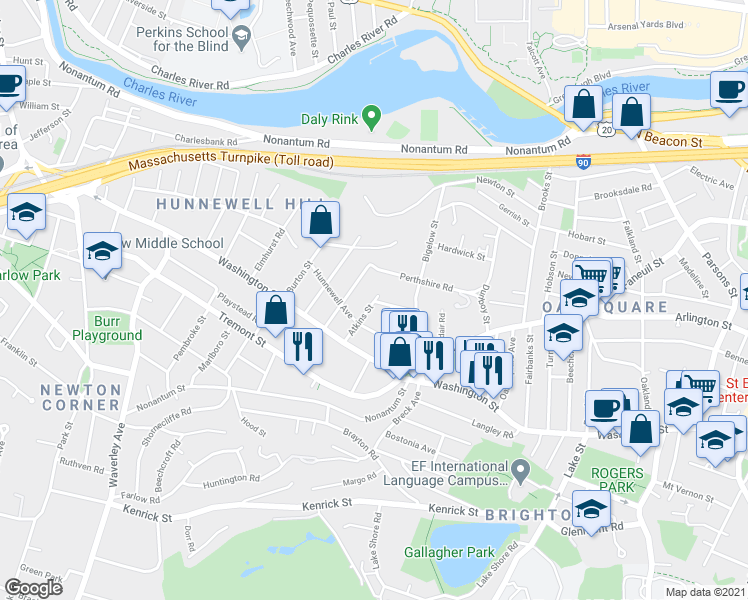 map of restaurants, bars, coffee shops, grocery stores, and more near 14-16 Champney Street in Boston