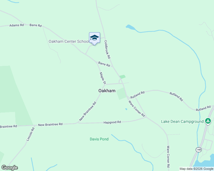 map of restaurants, bars, coffee shops, grocery stores, and more near 67 Maple Street in Oakham