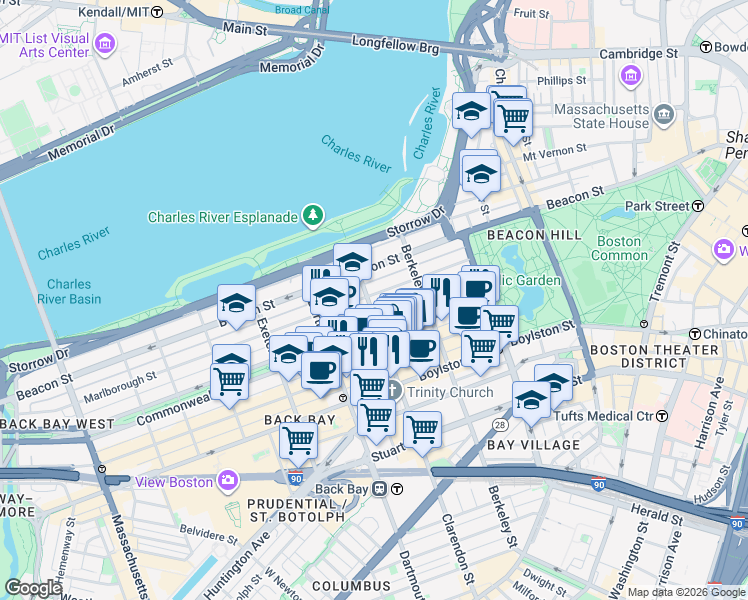map of restaurants, bars, coffee shops, grocery stores, and more near 81 Public Alley 420 in Boston