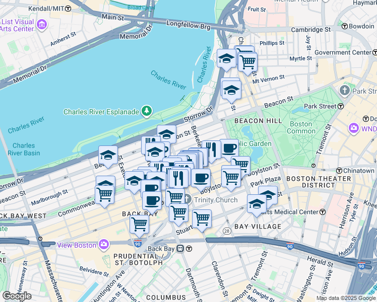 map of restaurants, bars, coffee shops, grocery stores, and more near 81 Public Alley 420 in Boston