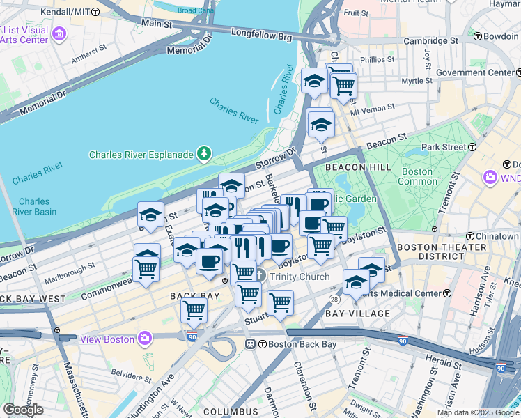 map of restaurants, bars, coffee shops, grocery stores, and more near 81 Public Alley 420 in Boston