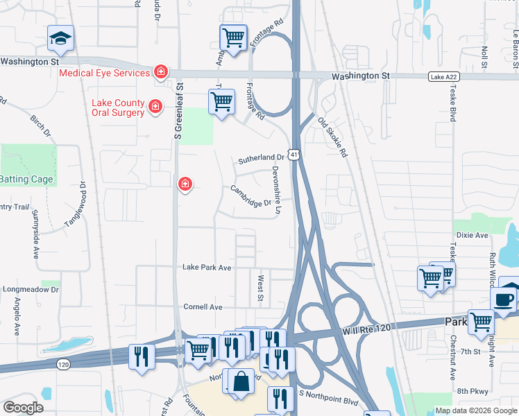 map of restaurants, bars, coffee shops, grocery stores, and more near 3846 Cambridge Drive in Park City