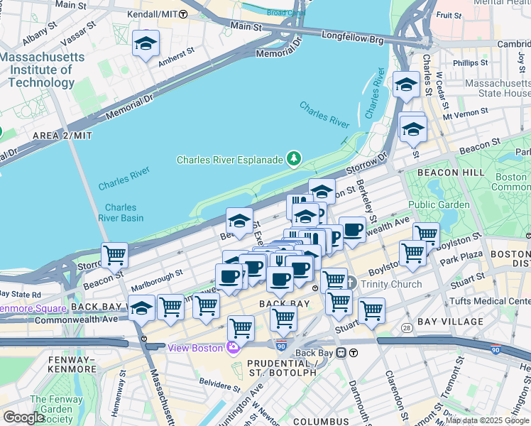 map of restaurants, bars, coffee shops, grocery stores, and more near 260 Back Street in Boston