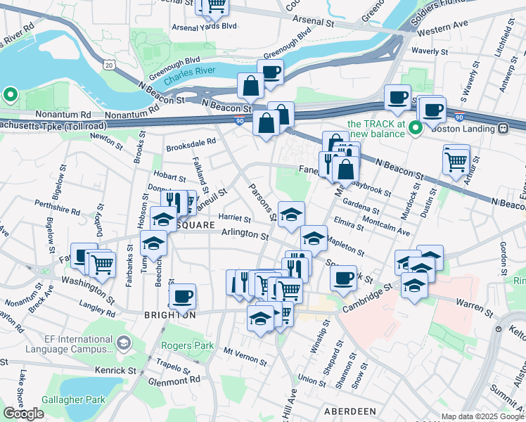 map of restaurants, bars, coffee shops, grocery stores, and more near 29 Madeline Street in Boston