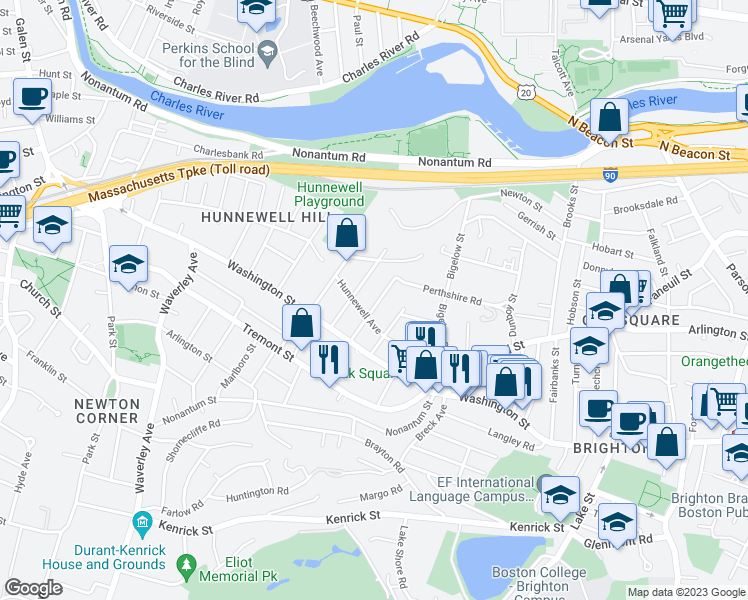 map of restaurants, bars, coffee shops, grocery stores, and more near 42 Matchett Street in Boston