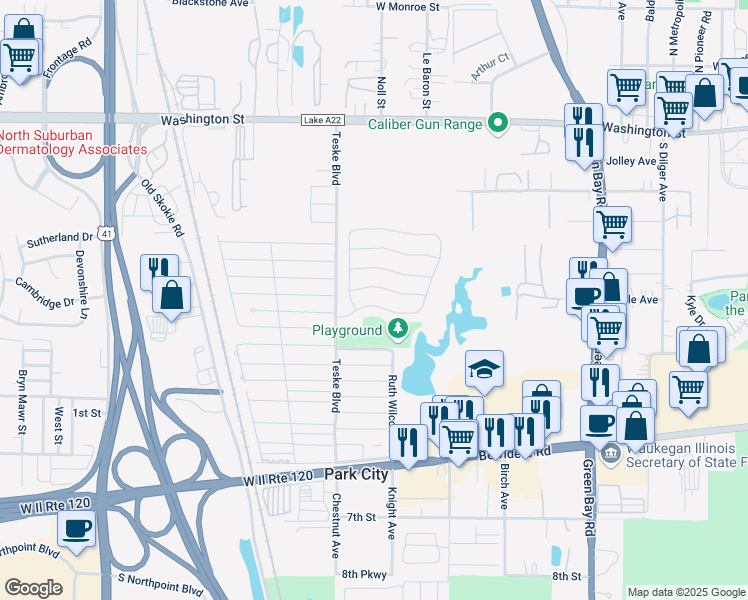 map of restaurants, bars, coffee shops, grocery stores, and more near 3320 Susan Circle South in Park City