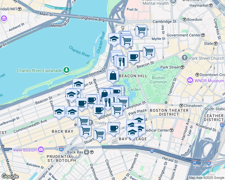 map of restaurants, bars, coffee shops, grocery stores, and more near 11 Public Alley 422 in Boston