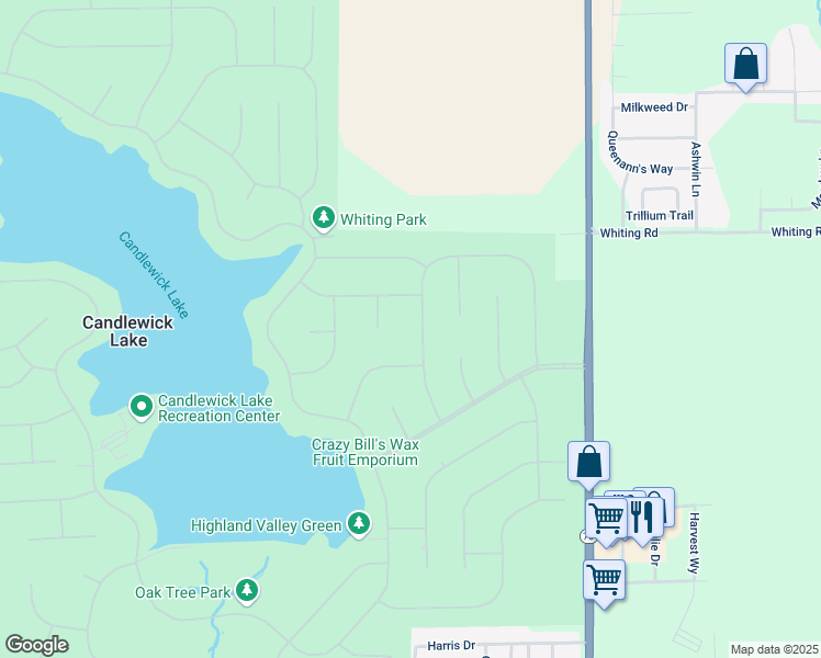 map of restaurants, bars, coffee shops, grocery stores, and more near 409 Lamplighter Loop Southeast in Poplar Grove