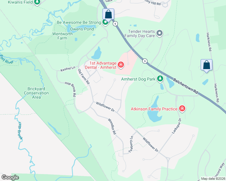 map of restaurants, bars, coffee shops, grocery stores, and more near 27 Summerfield Road in Amherst
