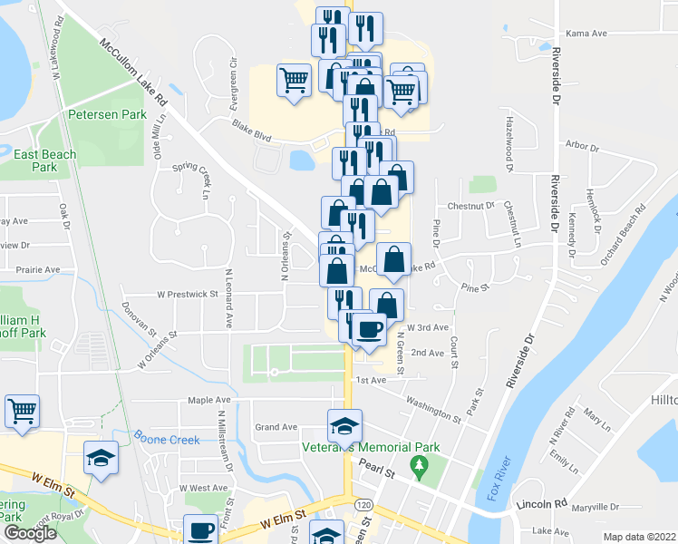 map of restaurants, bars, coffee shops, grocery stores, and more near 1807 State Route 31 in McHenry